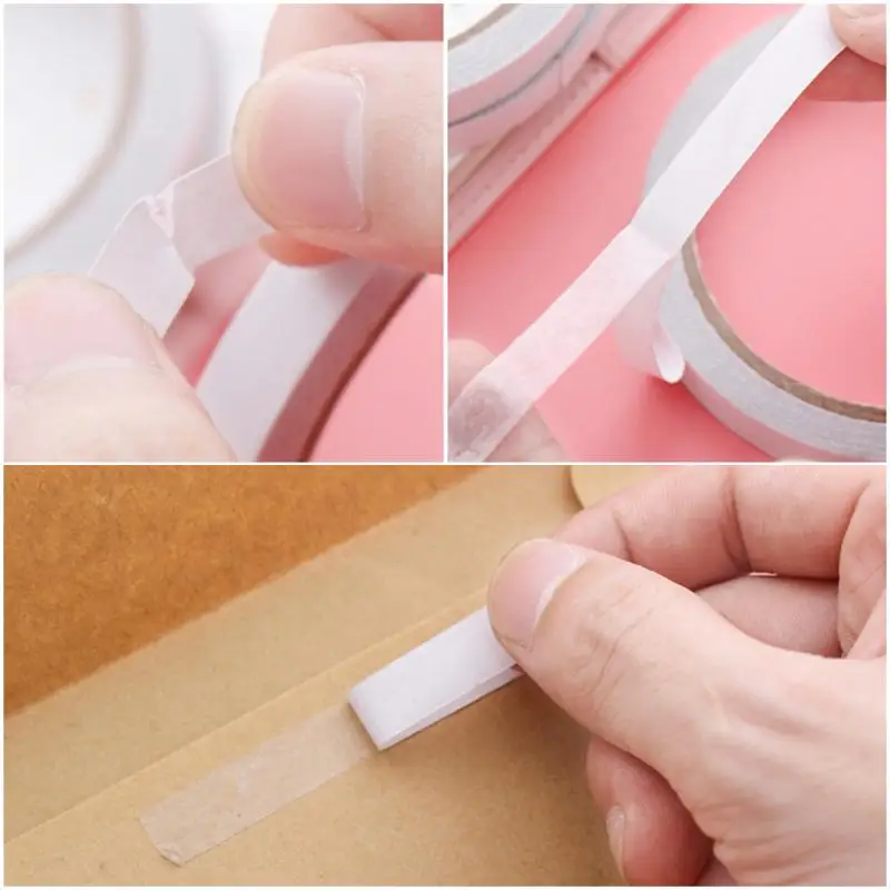 

10mm 12mm 15mm Double Sided Tape White Super Strong Adhesive For Office Paper Ultra Thin High Adhesive Cotton White Tape