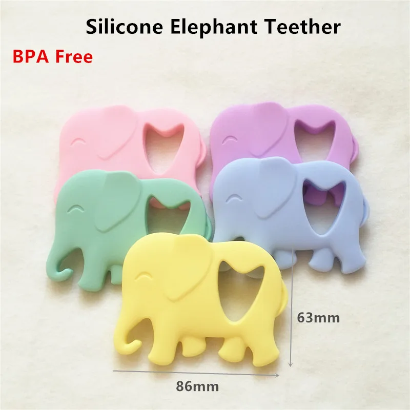 

Chenkai 10PCS Silicone Elephant Pacifier Teether DIY Baby Shower Nursing Chewing Mommy wearing Jewelry Toy Candy Color