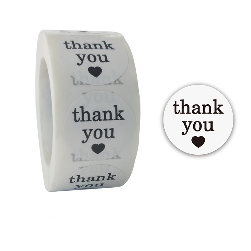 

100-500 Pcs 1 Inch Stylish Heart Thank You High Quality Sticker Labels For Gift Card Party Wedding Wrapping