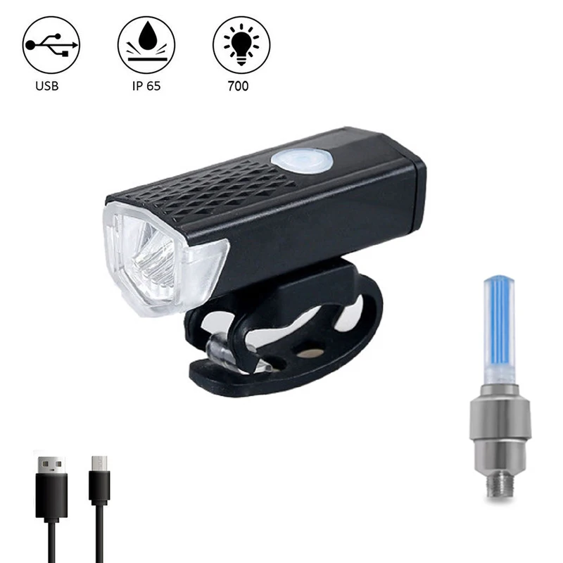 

Велосипедный фонасветильник с зарядкой через USB светильник Предупреждение ний и задний фонарь с клапаном для горного велосипеда, обеспечен...