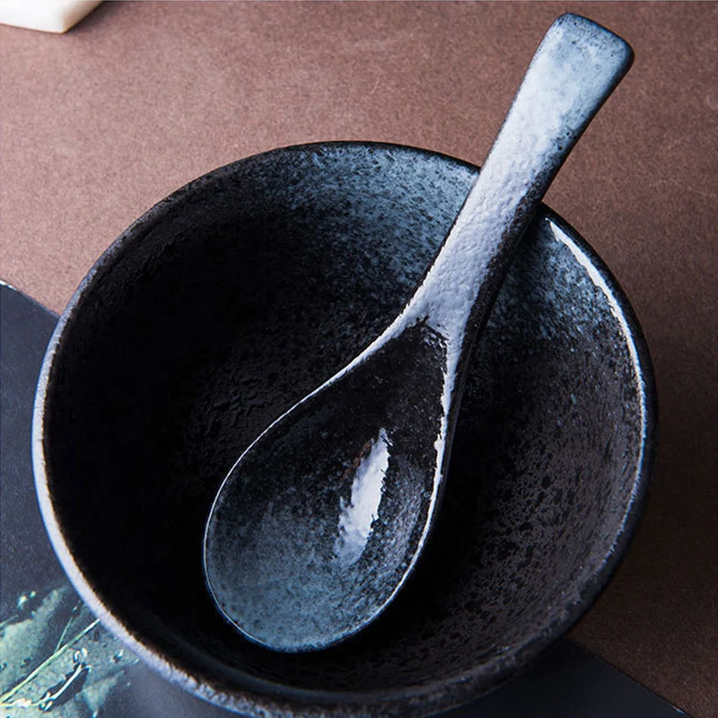 1pcs Creative Japanese Ceramic Spoon Kitchen Cooking Utensil Healthy Retro Style Tool Soup Teaspoon Catering for Kicthen | Дом и сад
