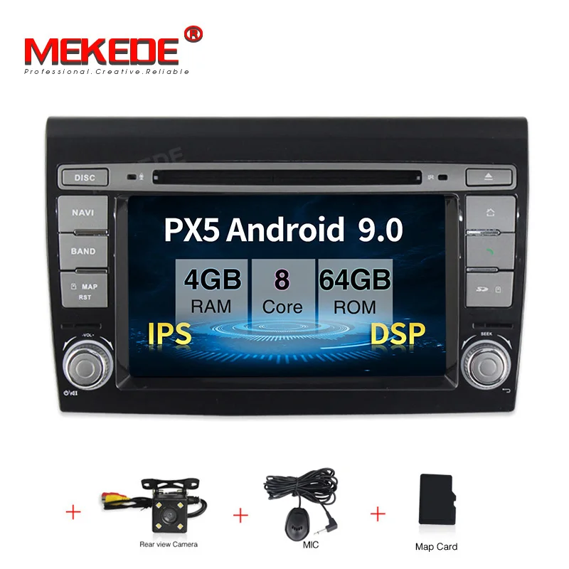 64G DVD CAMERA DSP Автомобильный мультимедийный плеер Android 9,0 gps 2 Din стерео система для Fiat/Bravo 2007-2012 4 ядра 2 ГБ ram радио am fm Wifi USB - Цвет: 64G DVD CAMERA