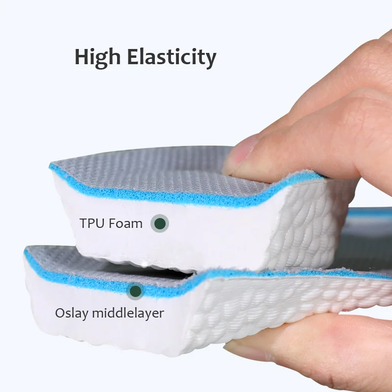 Invisible height Increase Insoles High Elasticity Soft Breathable Sport Sole Pad for Unisex Shock Absorption Cushion