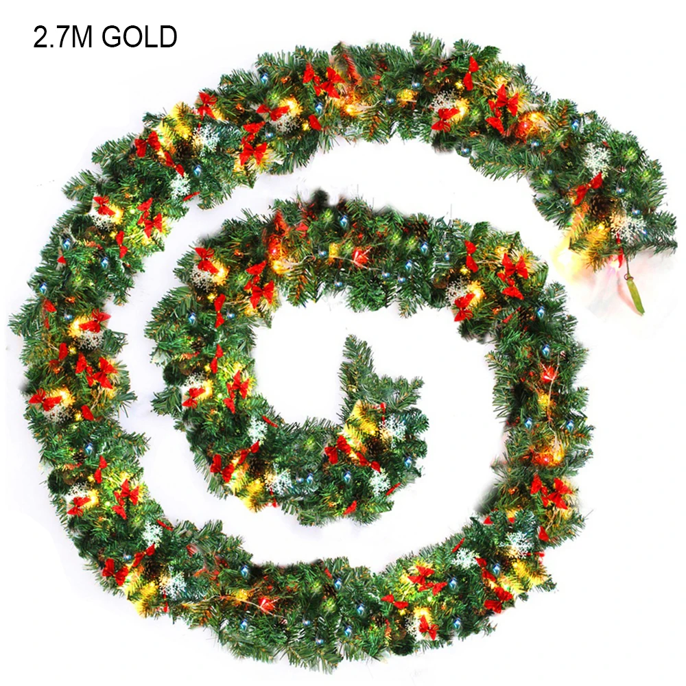 Рождественская гирлянда из зеленого ротанга с огнями рождественские украшения