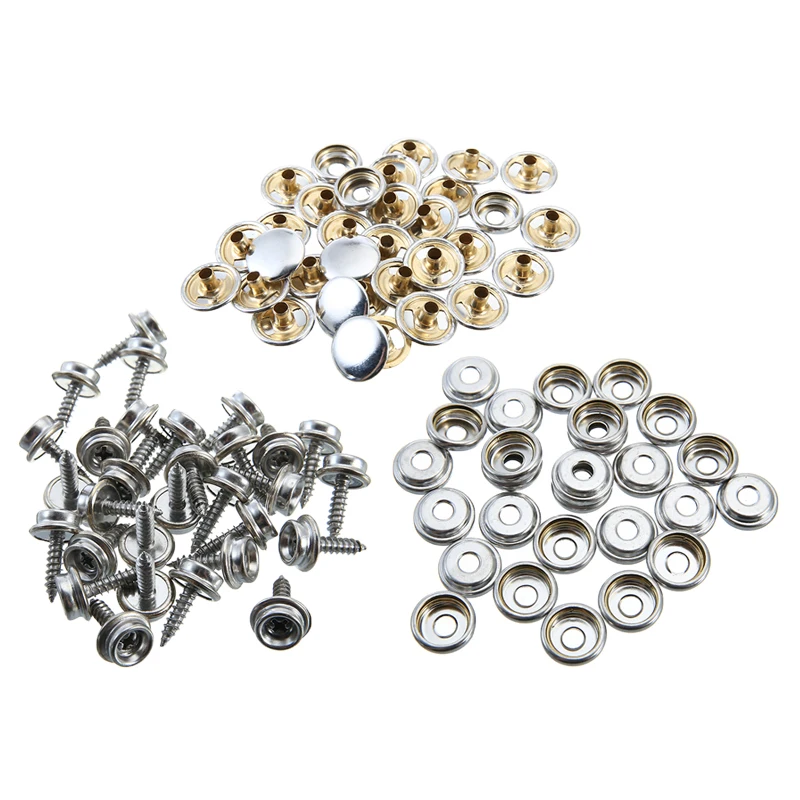 

Mayitr 30 Set Snap Fastener Screw Kit Stainless Steel Push Button Cover Plane Tent Boat Camping Car Canopy Accessories Tools