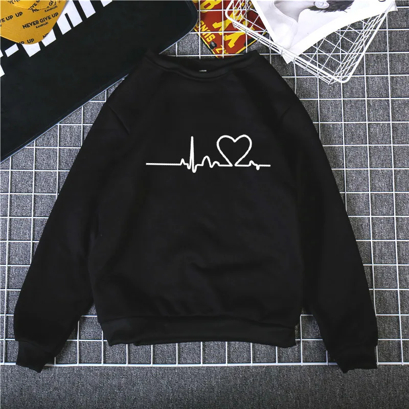 Style 8 Black Худи с сердцем, свитшоты, женская повседневная одежда, Kawaii Harajuku, новинка, одежда в стиле панк для девочек, европейский Топ, корейский стиль, sudadera mujer - Цвет: Style 8 Black