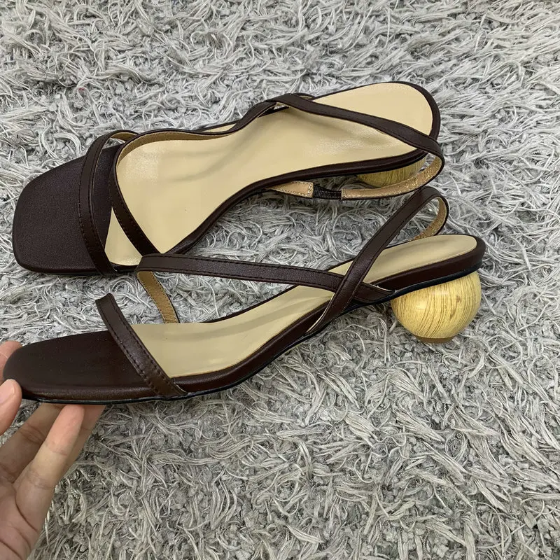 Босоножки женские с круглым носком пикантные сандалии-гладиаторы на высоком