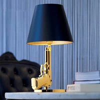 modern creative chrome golden plated resin base with matte black pvc shade table lamp e27 plug in type