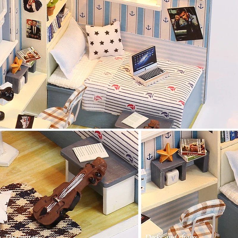 DIY Миниатюрный Кукольный домик деревянная ручная головоломка дом 3D мебель