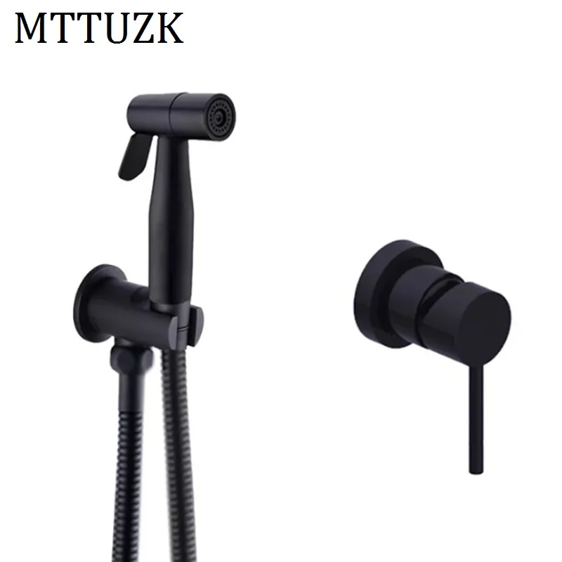 MTTUZK черный латунный биде Ручной Биде пистолет распылитель смеситель для горячей