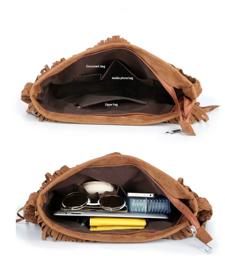 

New Tassel Bags Women Messenger Bags Retro Handbags Faux Suede Shoulder bags Crossbody Women Leather Handbags Bolsa Feminina