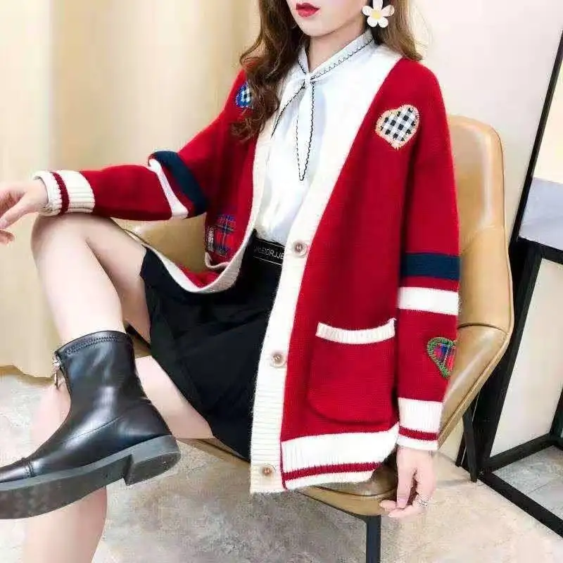 Кардиган с вышивкой для женщин модные свободные женские куртки в Корейском стиле
