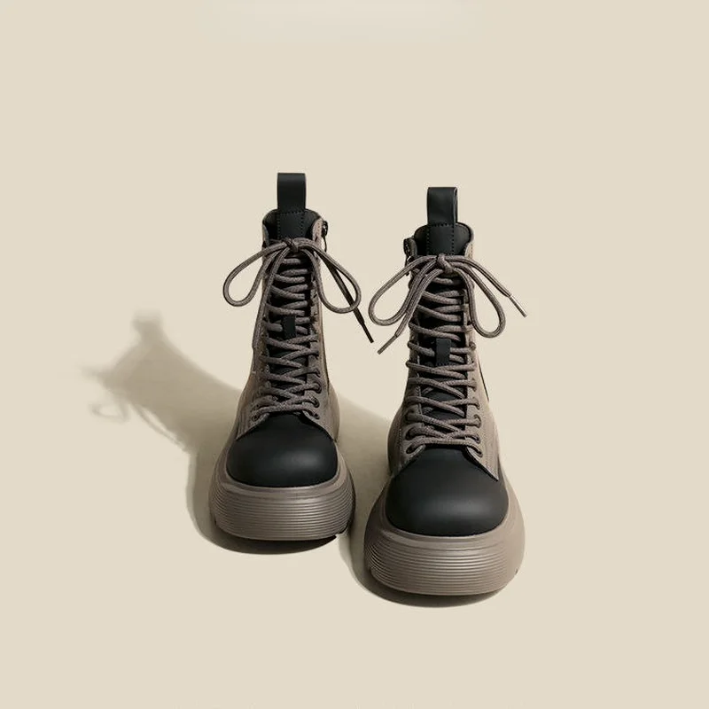 

2021 New Short Matte Platform Locomotive Tube Martin Boots Single British Style Early Autumn Rubber Shoes Korean Fashion