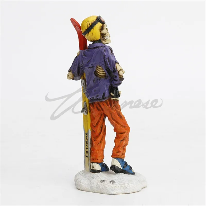 

CREATIVE SKULL ART SCULPTURE ART SKI SKELETON FIGURINES FIGURE STATUE RESIN CRAFT HOME DECOR INTERIOR SHOWPIECE R5142