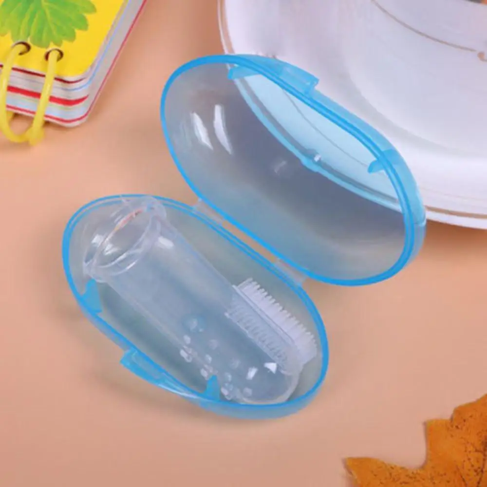 Симпатичная детская зубная щетка для чистки на палец с коробкой мягкая