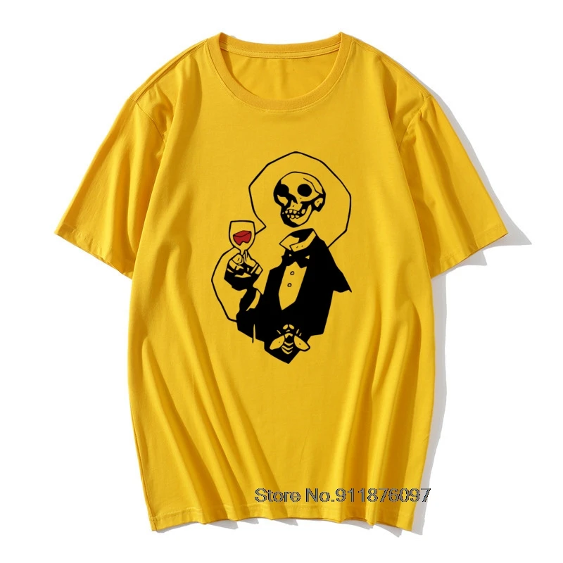 

Humor T-Shirt for Men Skeleton Head Hellboy Christmas Tees Tops Cotton T Shirt Short Sleeve Tees Plus Size Costume Mexico Skull