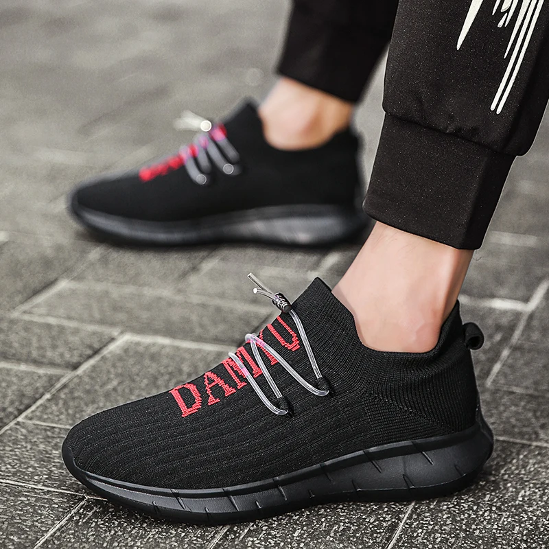 SMS Men Outdoor Running Shoes Breathable Comfortable Mesh Sneakers Lace-up Sport Shoes Men Lightweight Soft Shoes Plus Size