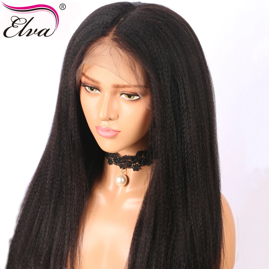 150% 13х6 кружевные передние человеческие волосы парики для черных женщин Yaki прямые