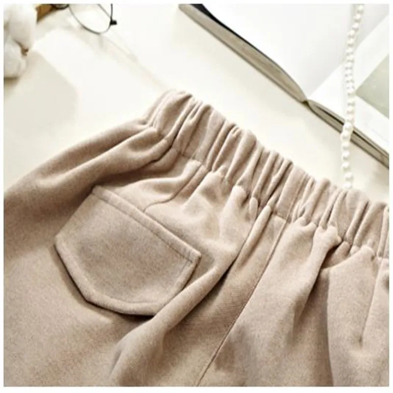 

2019 Winter Woolen Pants Women High Elastic Waist Harem Elegant Trousers Female Casual Autumn Warm Thick Carrot Pants Mujer M266