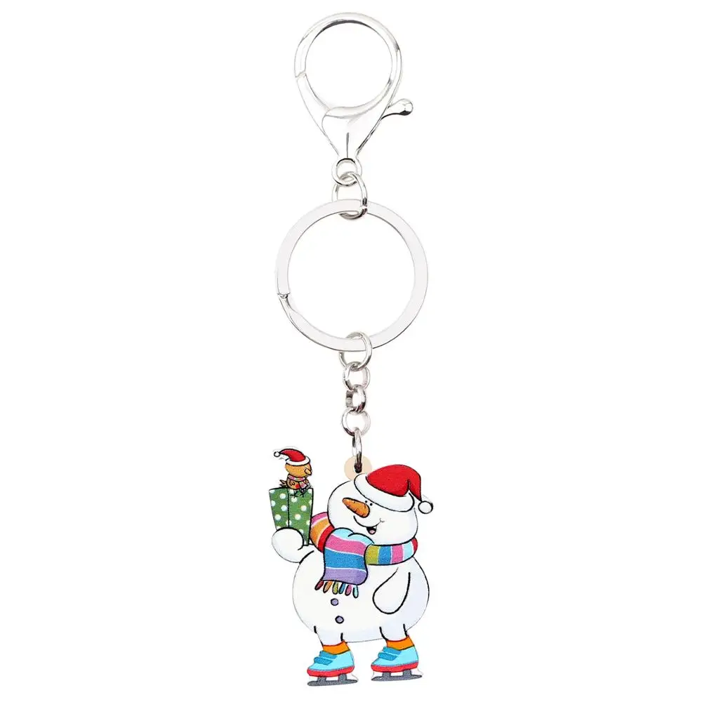 Акриловый Рождественский брелок WEVENI для ключей с надписью Happy катание на лыжах