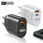 GTWIN 20W быстрое зарядное устройство QC 3,0 USB кабель для зарядки для iphone 12 Универсальный мобильный телефон зарядное устройство EUUSUK настенный адаптер быстрой зарядки