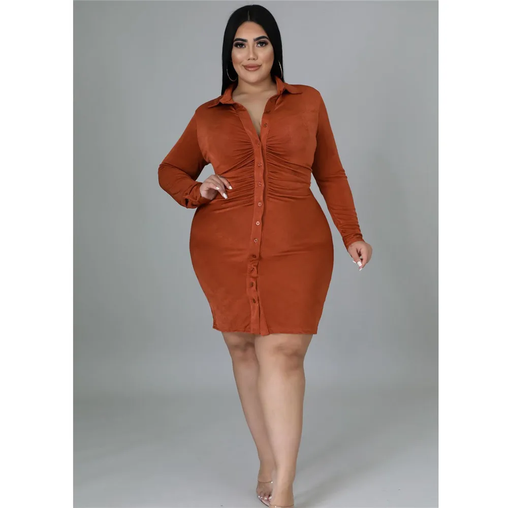 

Women's Dress 5XL Plus Size Women's Clothing Shirt Collar Skirt Dress Office Commuter Temperament Autumn Spring New Fashion