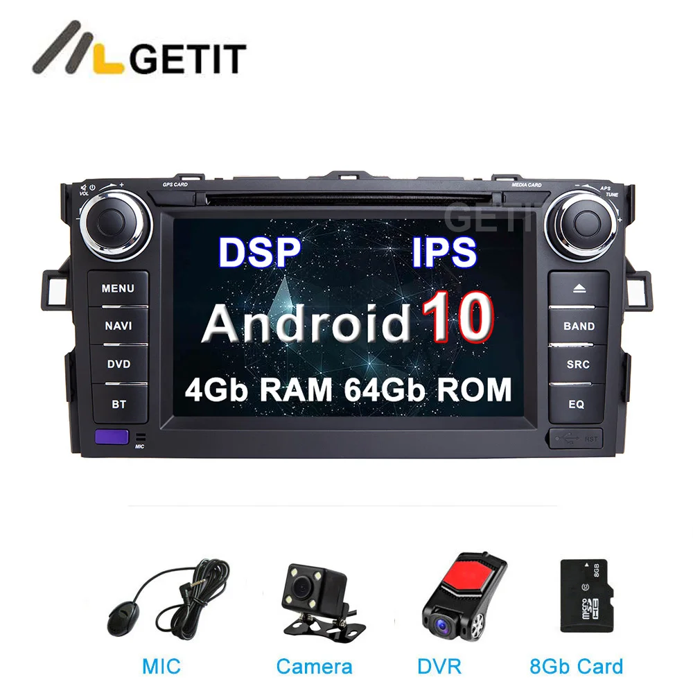 IPS DSP Android 10 автомобильный dvd плеер Стерео GPS для Toyota Auris (2006 2011)|Автомагнитолы| |