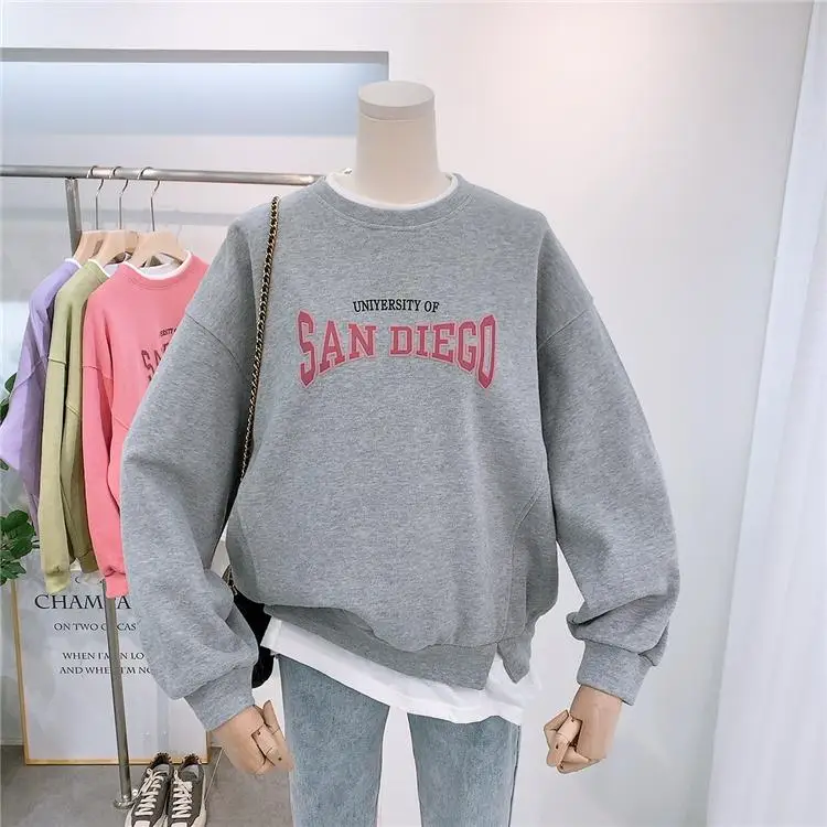 

Zity Long Sleeve Soft Cotton Hoodie Solid Patchwork Letter Sweatshirt Women Pullover 2020 Fashion Loose Casual Coat Outerwe