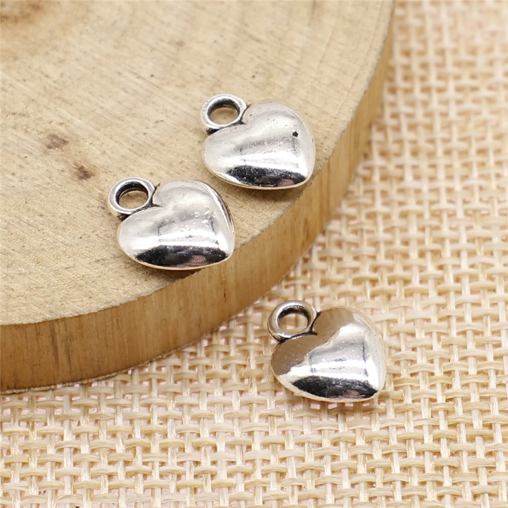 

65 шт., серебряные подвески в виде сердца, 9 х12 мм