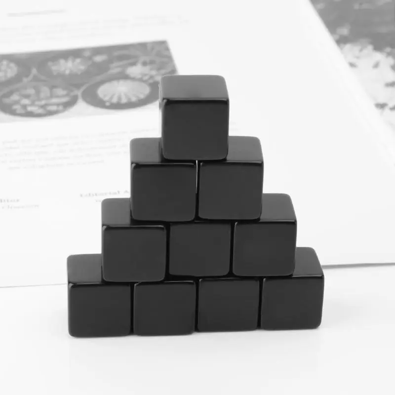 OOTDTY 10 шт. 16 мм Пустые игральные кости черная акриловая доска с кубиками игра Малыш