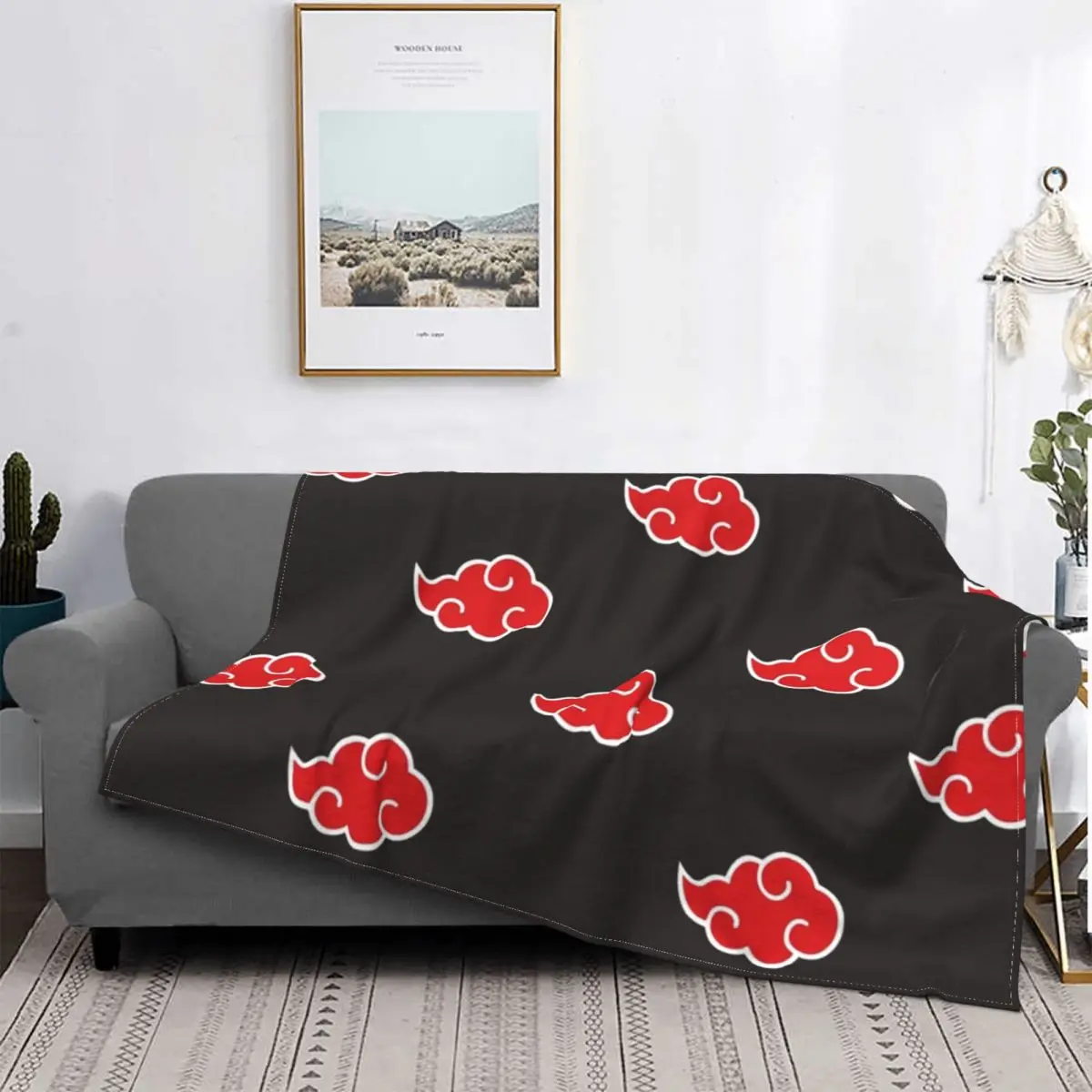 

Japanese Anime Red Cloud Flannel Fleece Throw Blanket Shaggy Fuzzy Quilt Home Sofa Bedroom Bedding Throws Adult Graphic Cartoon