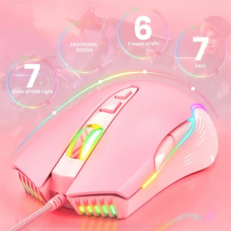 

Wired Gaming Mouse 7 Button LED 6400 DPI USB Computer Mouse Gamer Mice LED Colors Mause With Backlight For PC Laptop