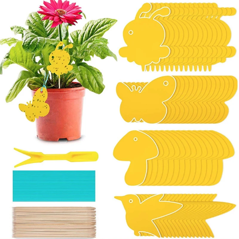 Двусторонняя клейкая доска в форме желтой бабочки для растений цветов и овощей