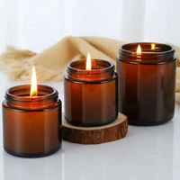6pc 100250ml amber glass candle jars empty round cosmetic jar for diy aromatherapy wax melts candles salve lotion cream storage