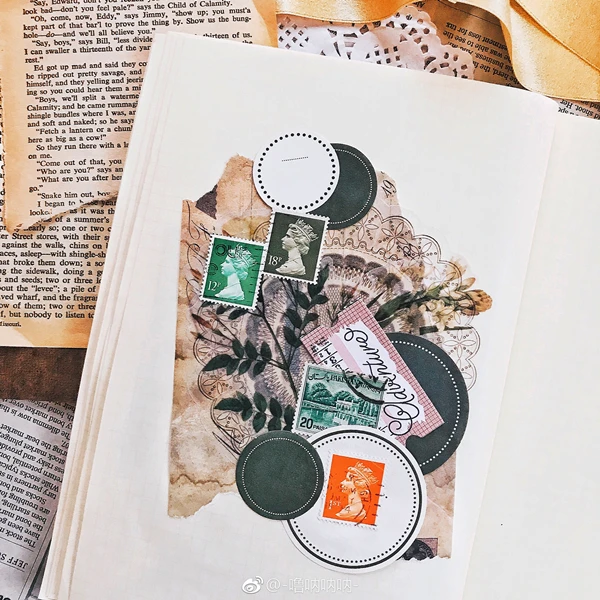 10 шт./упак. дневник винтажная круглая Вельветовая бумажная наклейка для