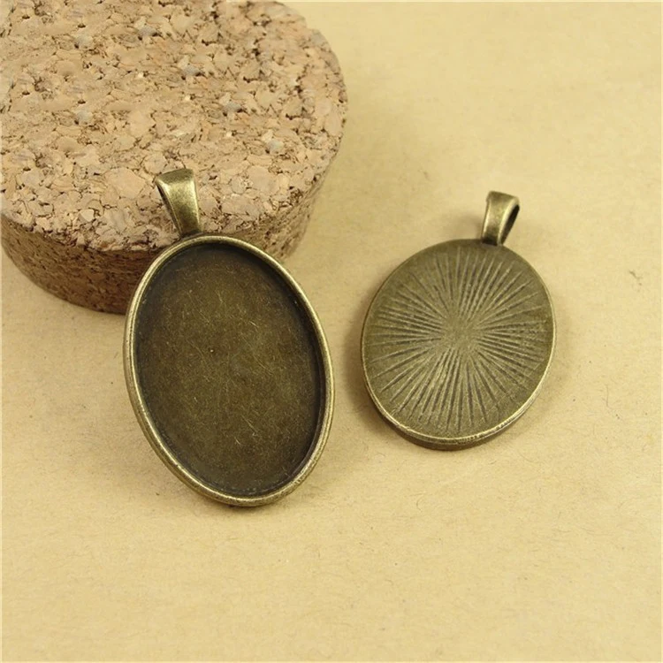 10 шт. 18x25 мм античные бронзовые металлические овальные заготовки Кабошоны