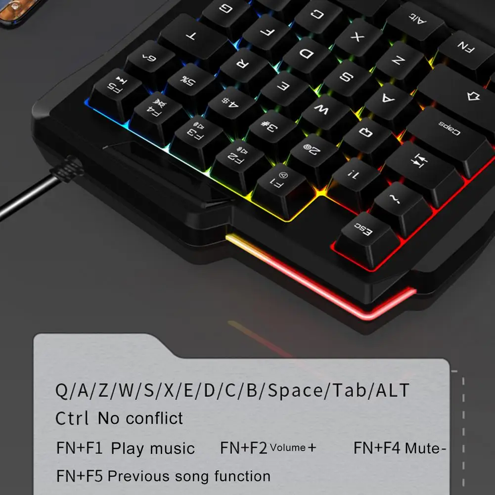 Half Keyboard Left Hand Wired Gaming With RGB Backlit And 35 Keys For Gamer Mini Keypad Portable Keyb | Компьютеры и офис