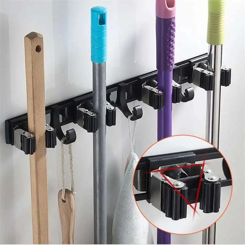 Алюминиевый настенный держатель для швабры вешалка щетки и метлы хранения