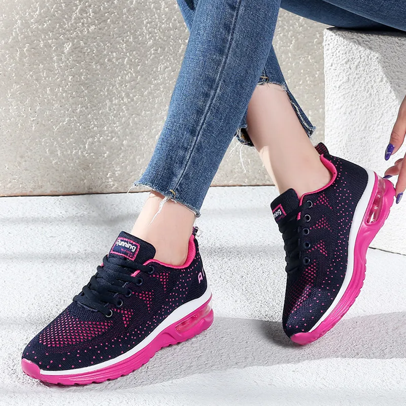 Fashion Women Running Shoes Breathable Air Cushion Sneakers Woman Height Increasing Platform Sports Trainers