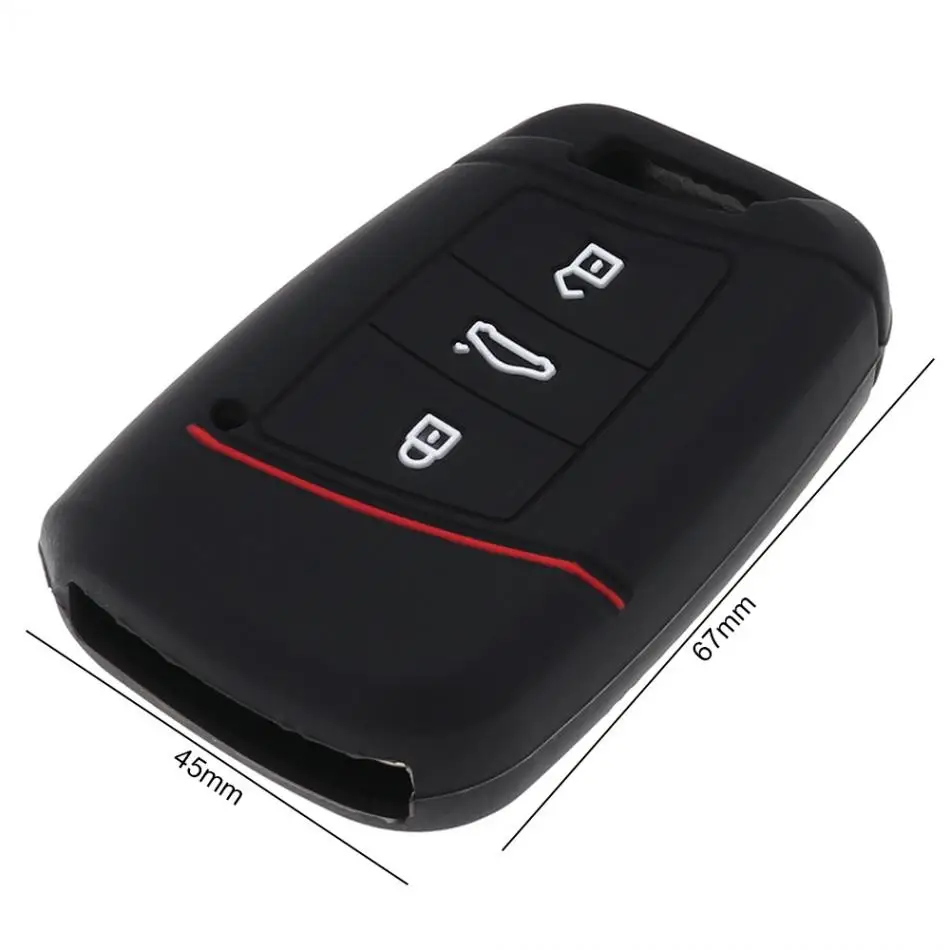 3 кнопки силиконовая прямая пластина черный чехол для ключа автомобиля защитный