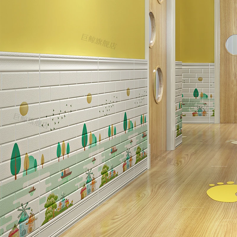 

Cartoon pattern wallpaper self-adhesive 3d foam wall stickers kindergarten wall skirt kids room foam moisture mildew stickers
