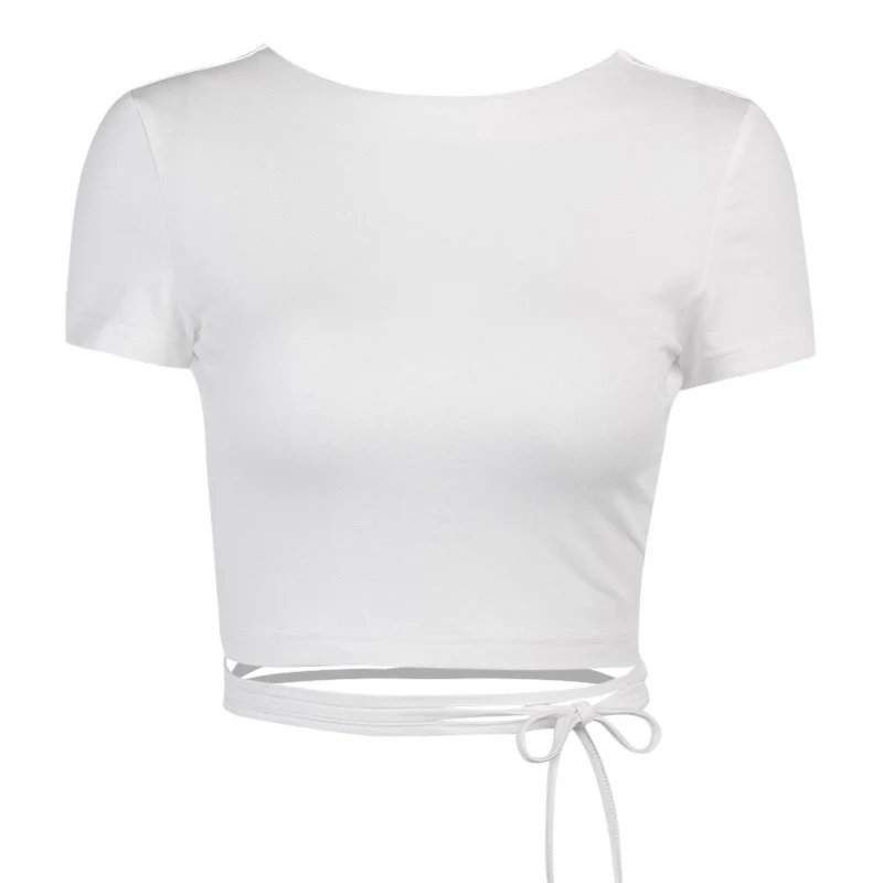 

2021 Hollow Thin Short-Sleeved Top Women Sexys Halter Straps For Summer DSA1