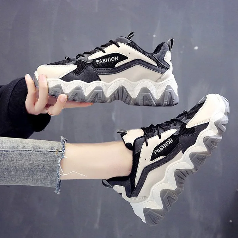 

New 2020 Women Mesh Dad Chunky Sneakers Casual Shoes Female Lace Up Woman Flat Platform Comfort Fashion Ladies Walking Shoes