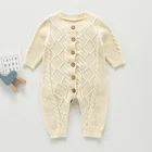 Трикотажный комбинезон для мальчиков и девочек 0-3 лет, однотонный, с длинным рукавом, комбинезоны одежда