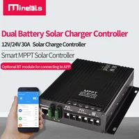 30A MPPT Controller Support Bluetooth APP LCD 12V/24V for Lead-acid Lithium Dual Battery Solar Charger Controller MPPT 30A