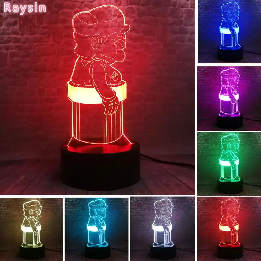 Мультяшная игра Супер Марио к сожалению умная светодиодная голограмма 7 цветов