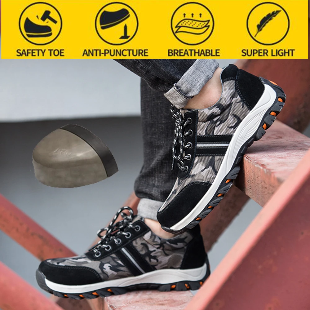 

Work Shoes Breathable Steel Toe Shoes Anti-smashing Anti-piercing Work Shoes Safety Protective Shoes Site Mens Safety Shoes