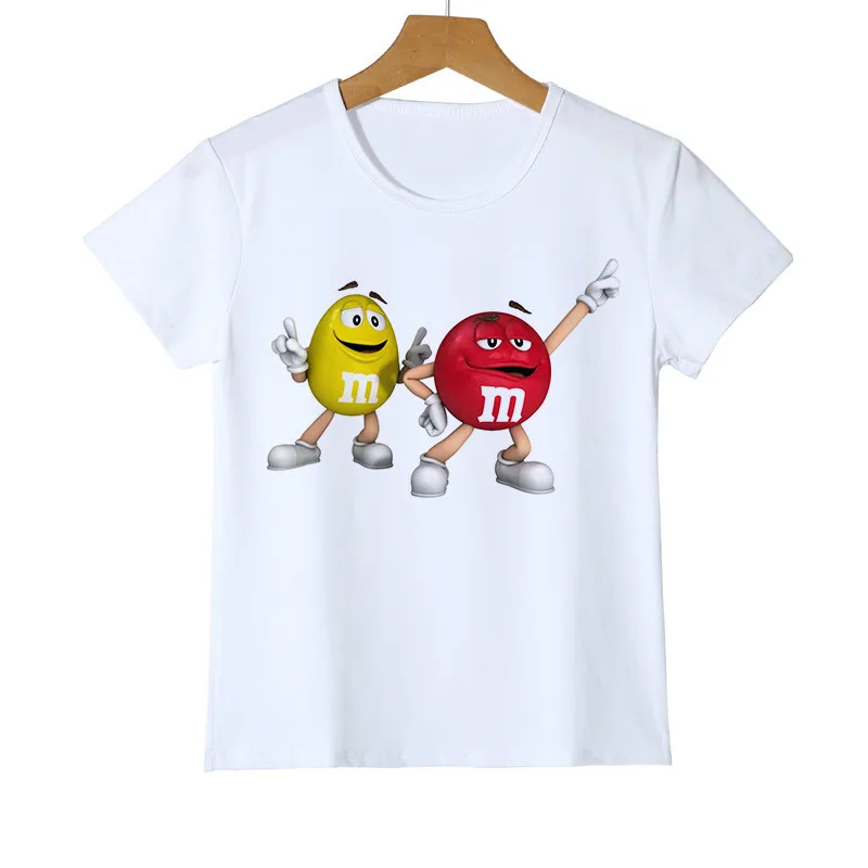 

2021 Fashion Kid T-shirt 3D BoyGirl Chocolate Beans MM Print Funny Streetwear T shirt Anime Short Sleeve Baby Shirts