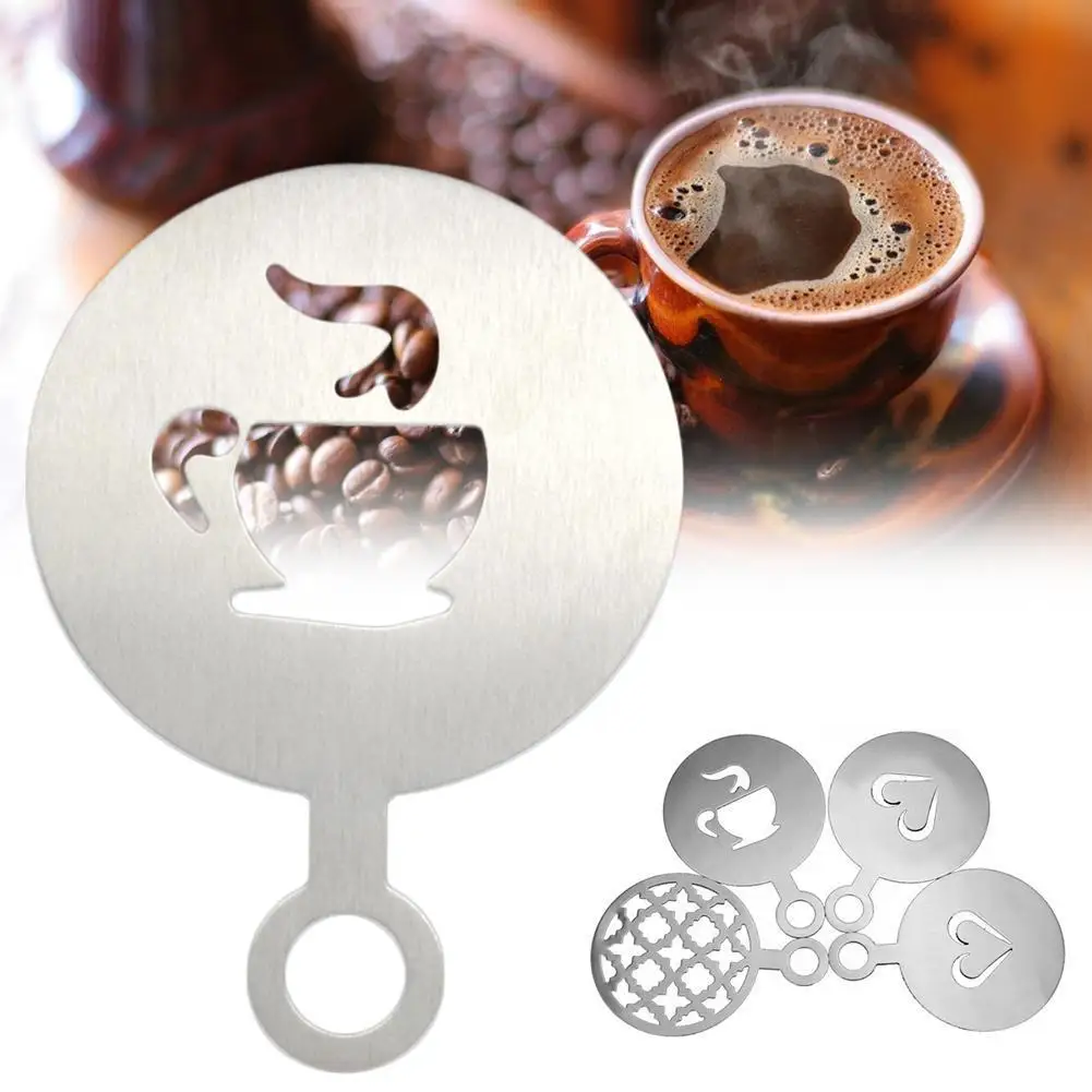 

Трафареты для кофе в форме сердца, стальные формы для кофе, домашнее украшение с цветочным узором, 1 шт., L9L7