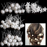 20pcs pearls flowers hair pins u shaped metal barrette hair clips bridal floral tiara women girls hair accessories jewelry gifts